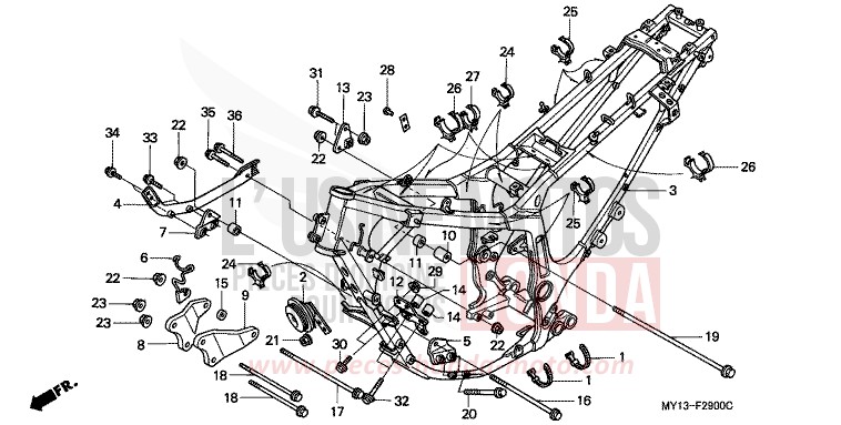 FRAME BODY for Africa Twin 750 NOIR (NH1) from 1999